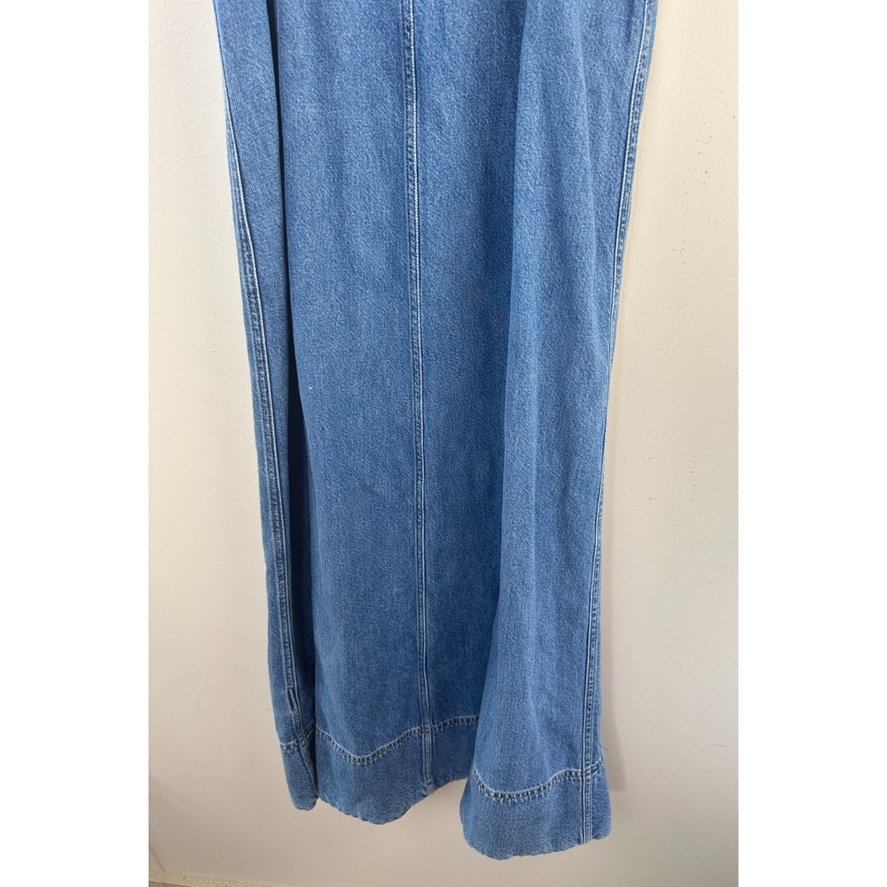 Gap UltraSoft Denim Maxi Dress Women Medium Blue Full Zip Sleeveless Cotton - Picture 15 of 16
